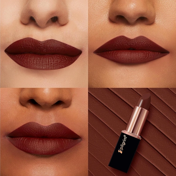 Pilgrim Matte Bullet Lipstick (Cinnamon Lust 33)|Warm Cinnamon Shade |Velvety Matte Finish | Transferproof, Smudgeproof & Long-Lasting for All-Day Wear