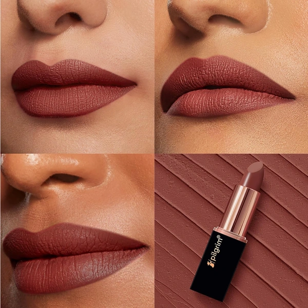 Pilgrim Matte Bullet Lipstick (Coco Caress 06)|Rich Cocoa Shade | Velvety Matte Finish | Transferproof & Smudgeproof for All-Day Wear