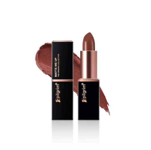 Pilgrim Matte Bullet Lipstick (Mocha Bliss 04),  Rich Mocha Brown | Long-Lasting Matte Finish | Hydrating with Squalane | SPF 30 Protection | Smudge-Resistant & Vegan