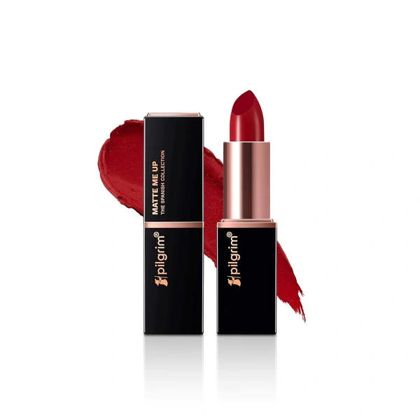 Pilgrim Matte Bullet Lipstick (Ruby Revolt 25) | Bold Ruby Red  |Long-Lasting Matte Finish | Hydrating with Squalane| SPF 30 Protection| Smudge-Resistant & Vegan