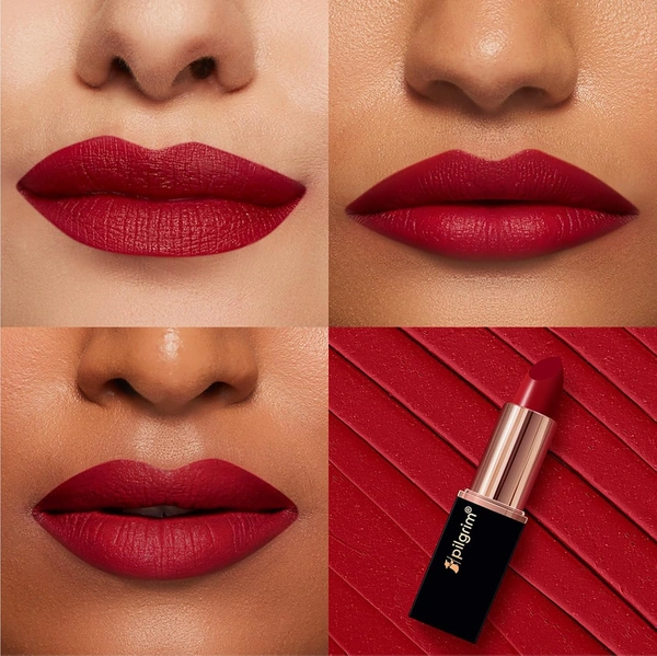 Pilgrim Matte Bullet Lipstick (Ruby Revolt 25) | Bold Ruby Red  |Long-Lasting Matte Finish | Hydrating with Squalane| SPF 30 Protection| Smudge-Resistant & Vegan