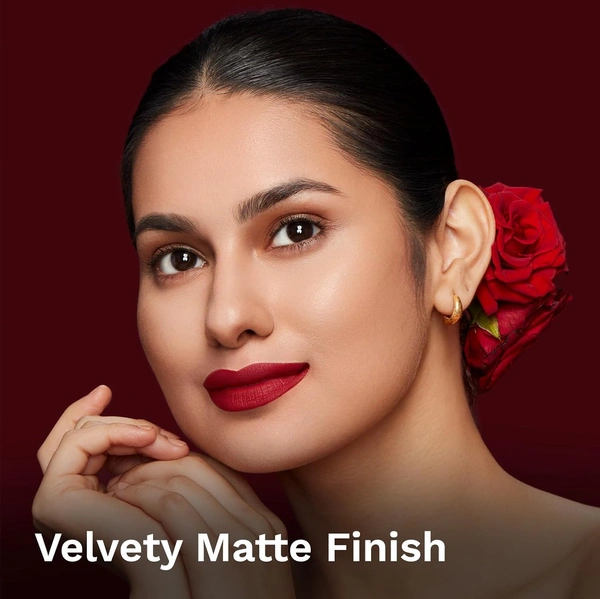 Pilgrim Matte Bullet Lipstick (Ruby Revolt 25) | Bold Ruby Red  |Long-Lasting Matte Finish | Hydrating with Squalane| SPF 30 Protection| Smudge-Resistant & Vegan