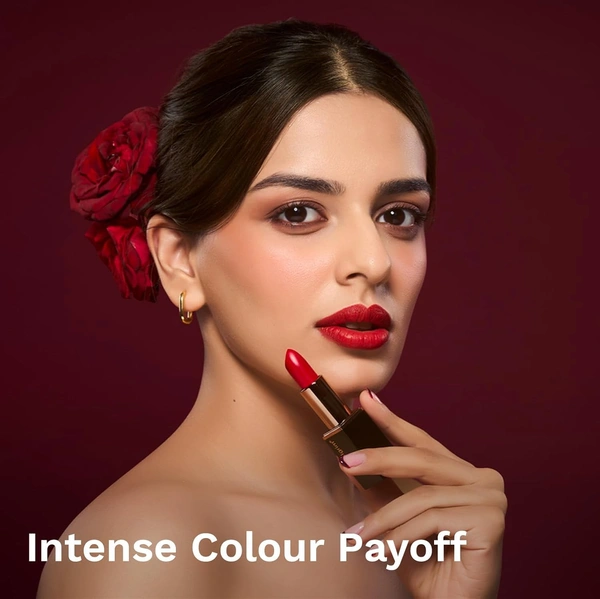 Pilgrim Matte Bullet Lipstick (Ruby Revolt 25) | Bold Ruby Red  |Long-Lasting Matte Finish | Hydrating with Squalane| SPF 30 Protection| Smudge-Resistant & Vegan