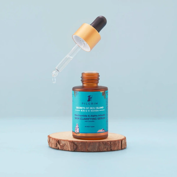 Pilgrim Niacinamide & Alpha Arbutin Skin Clarifying Serum, 30ml | Reduces Dark Spots, Brightens Skin, and Improves Texture for a Smooth, Even Complexion.