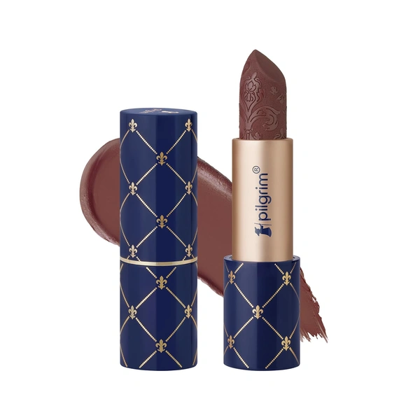Pilgrim Oh So Creme Bullet Lipstick with Caramel Charm�-01 Shade | Silky Matte Finish & Highly Pigmented  |  Long Lasting & Smooth Glide |  Lightweight Formula with French Grape Seed Oil