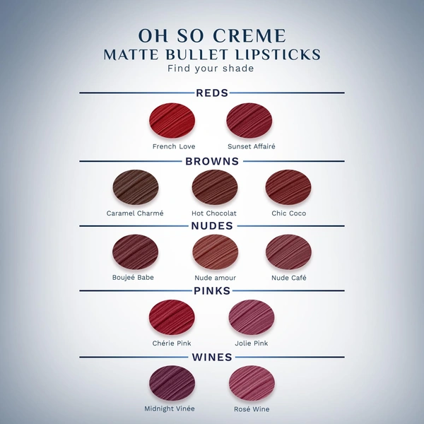 Pilgrim Oh So Creme Bullet Lipstick with Ch�rie Pink - 11 Shade | Silky Matte Finish & Highly Pigmented  |  Long Lasting & Smooth Glide |  Lightweight Formula with French Grape Seed Oil