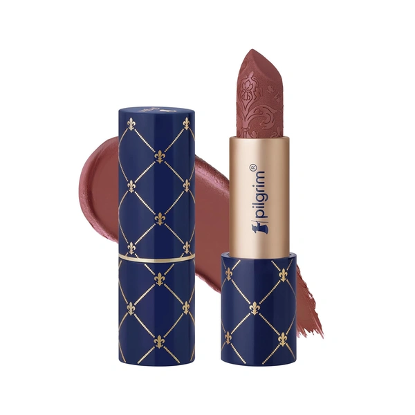Pilgrim Oh So Creme Bullet Lipstick with Nude amour-04 Shade | Silky Matte Finish & Highly Pigmented  |  Long Lasting & Smooth Glide |  Lightweight Formula with French Grape Seed Oil