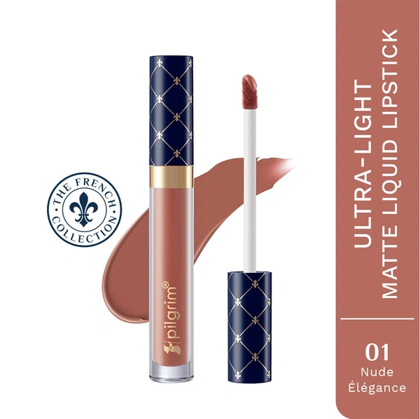 Pilgrim Oh So Creme Lipstick  01 Nude Elegance | Ultra Light Highly PigmentedHighly Pigmented & Matte Liquid Lipstick | Long-Lasting, Smudge-Proof, Transfer-Resistant | Comfortable Wear for All Day Perfection