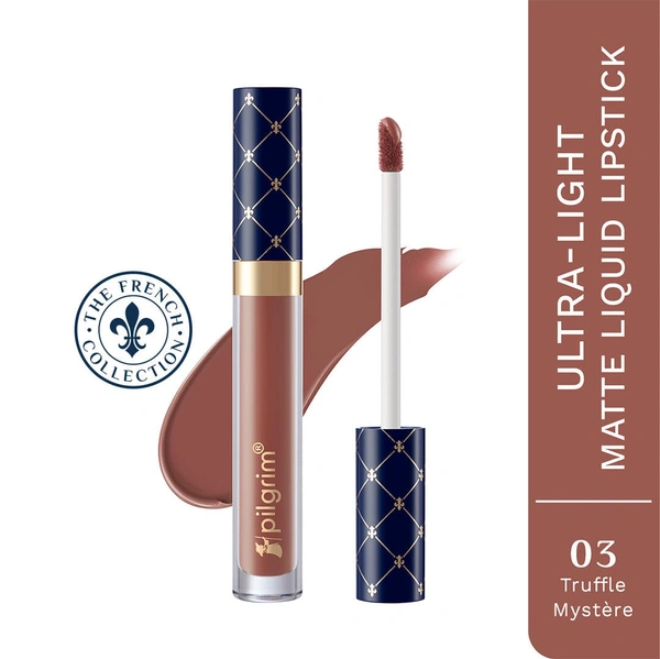 Pilgrim Oh So Creme Lipstick  03 Truffle Mystere | Ultra Light Highly Pigmented & Matte Liquid Lipstick | Long-Lasting, Smudge-Proof, Transfer-Resistant | Comfortable Wear for All Day Perfection