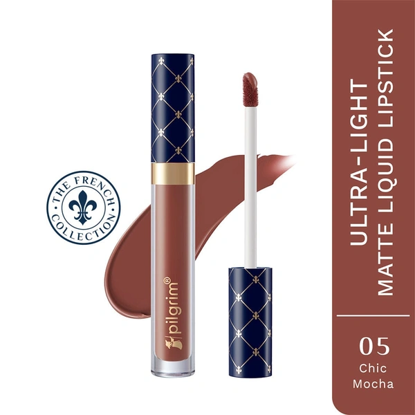 Pilgrim Oh So Creme Lipstick  05 Chic Mocha | Ultra Light Highly Pigmented & Matte Liquid Lipstick | Long-Lasting, Smudge-Proof, Transfer-Resistant | Comfortable Wear for All Day Perfection