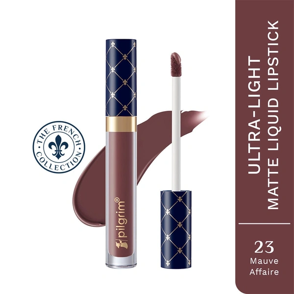 Pilgrim Oh So Creme Lipstick 23 Mauve Affaire | Ultra Light Highly Pigmented & Matte Liquid Lipstick | Long-Lasting, Smudge-Proof, Transfer-Resistant | Comfortable Wear for All Day Perfection