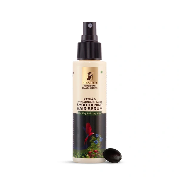 Pilgrim Patua Hyaluronic Acid Smoothening Hair Serum -100ml | For Dry & Frizzy Hair | Hydrates & Detangles |  Lightweight, Non-Greasy Formula | Smooth & Silky Hair | Shine-Enhancing Hair Serum | for All Hair Types