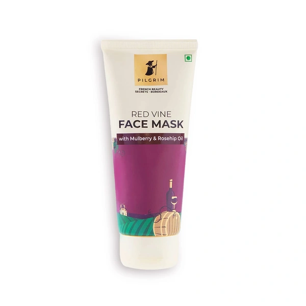 Pilgrim Red Vine Face Mask -100g | with Mulberry Extracts & Rosehip Oil | Blackheads Removal | Reduces Pigmentation | Hydrating Face Mask | Oil Control | Radiant complexion | Brightens & Rejuvenates | Nourishes Skin | For All Skin Types