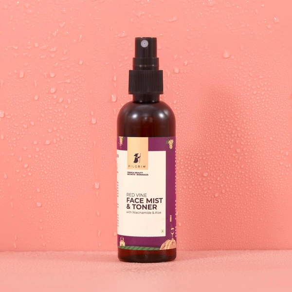 Pilgrim Red Vine Face Mist & Toner -100ml | With Niacinamide & Aloe Vera | for a Healthy, Glowing Complexion | Pore-minimizing | Face Mist for Even Skin Tone | Healthy Glow | Hydrating | For All Skin Types