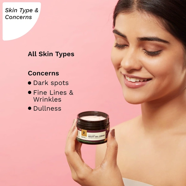 Pilgrim Red Vine Night Gel Cream -50g | With  Retinol, Mulberry & Vitamin C  | Anti-Aging | Wrinkle Reducing | Youthful Glow | Non-greasy | Nourishing Overnight | for Oily, Dry & Sensitive skin