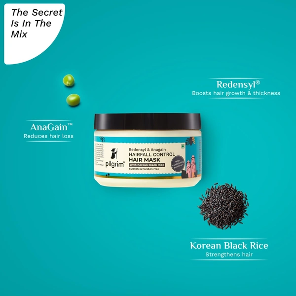 Pilgrim Redensyl & Anagain Hair Fall Control Hair Mask 200g | Reduces Hair Fall, Nourishes Hair Roots, Strengthens Strands, and Promotes Healthier Hair Growth.