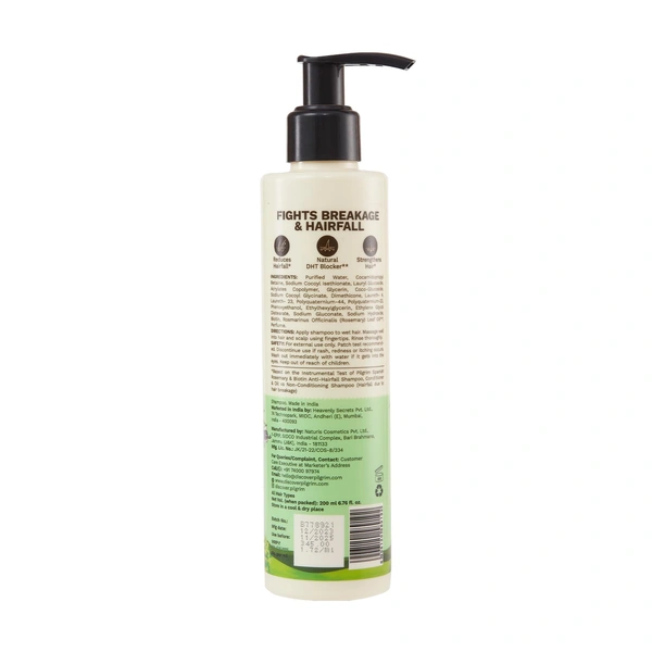 Pilgrim Spanish Rosemary & Biotin Anti Hairfall Shampoo - 200ml | for Reducing Hair Loss & Breakage | Promotes Growth | Upto 95% Stronger Hairs | Sulfate-Free | Hair Strengthening Treatment | For All Hair Types