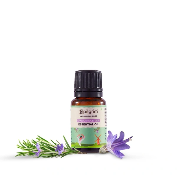 Pilgrim Spanish Rosemary Essential Oil - 10ml |  Rosemary essential oil for hair growth |  Improves Scalp Health | Reduces Hair Fall | Strengthens Hair | Chemical Free | For All Hair Types