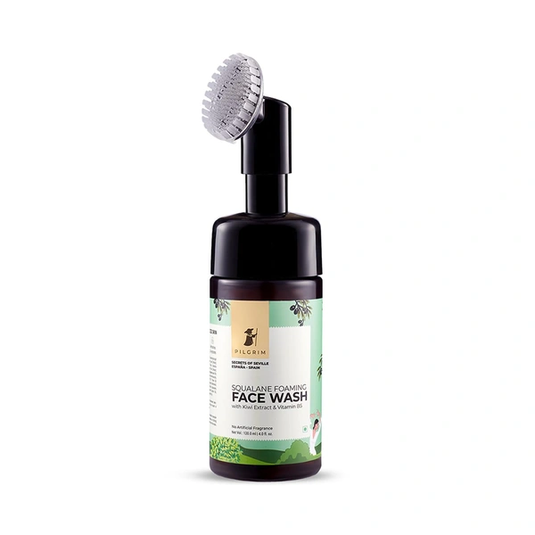 Pilgrim Spanish Squalane Foaming Face Wash - 120ml |  Sulfate-Free, Moisture-Rich Cleanser | Hydrating Cleanser for Soft, Radiant Skin  | Deep Cleansing & Moisturizing | Non-Drying |  Refreshing Cleanser for Glowing Skin