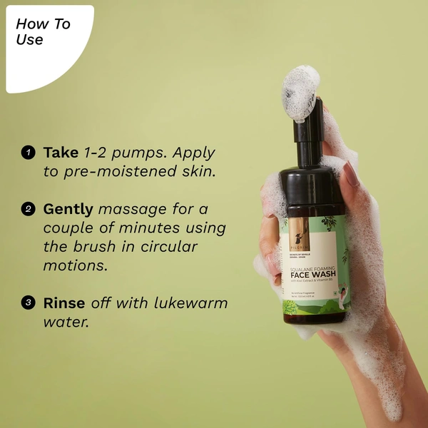 Pilgrim Spanish Squalane Foaming Face Wash - 120ml |  Sulfate-Free, Moisture-Rich Cleanser | Hydrating Cleanser for Soft, Radiant Skin  | Deep Cleansing & Moisturizing | Non-Drying |  Refreshing Cleanser for Glowing Skin