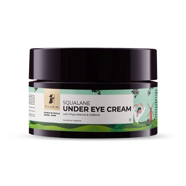 Pilgrim Spanish Squalane Under Eye Cream  - 30g | With Phyto-Retinol & Caffeine | Under eye Cream for Wrinkles & Puffy Eyes | Lightweight | Reduces Dark Circles | Hydrating & Nourishing |  For All skin types
