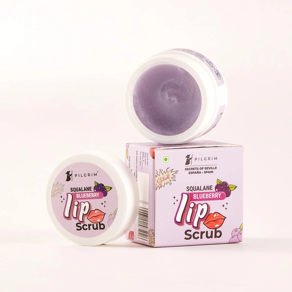Pilgrim Squalane Blueberry Lip Scrub - 8g | With Sugar & Shea Butter | Smooth & Soft Lips | Deep Hydration |  Exfoliate & Nourish Lips | Moisturizing Lips | Lip Scrub for Dark Lips