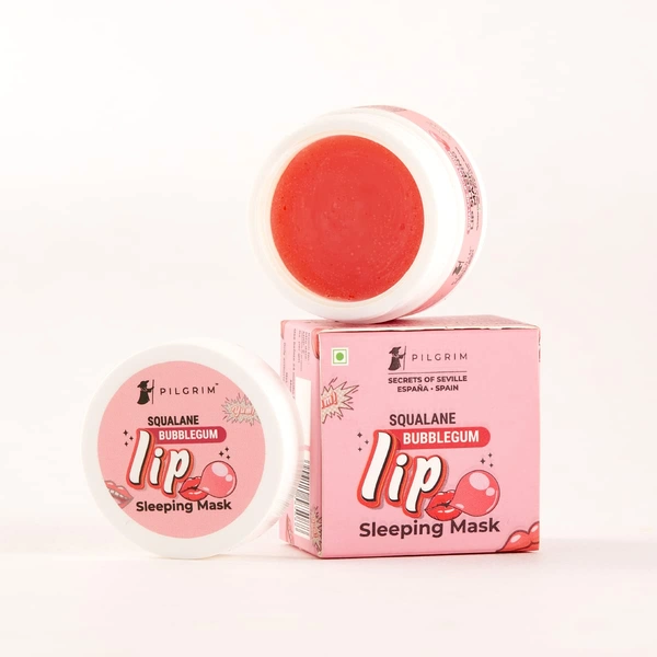 Pilgrim Squalane Bubblegum Lip Sleeping Mask - 8g | With Shea Butter & Pomegranate | Hydrates | Plumps & Lighten |  for Soft & Smooth Lips | Nourishing Lips | Sulfate-Free
