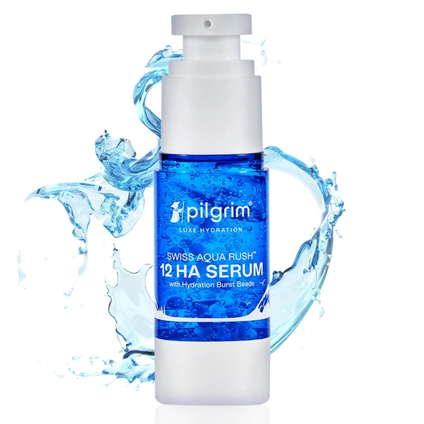 Pilgrim Swiss Aqua Rush 12 HA Serum - 30ml | Deep Hydration | Hyaluronic Acid & Copper Tripeptide | Lightweight & Fast-Absorbing | Deep & Long-Lasting Hydration | For All Skin Types