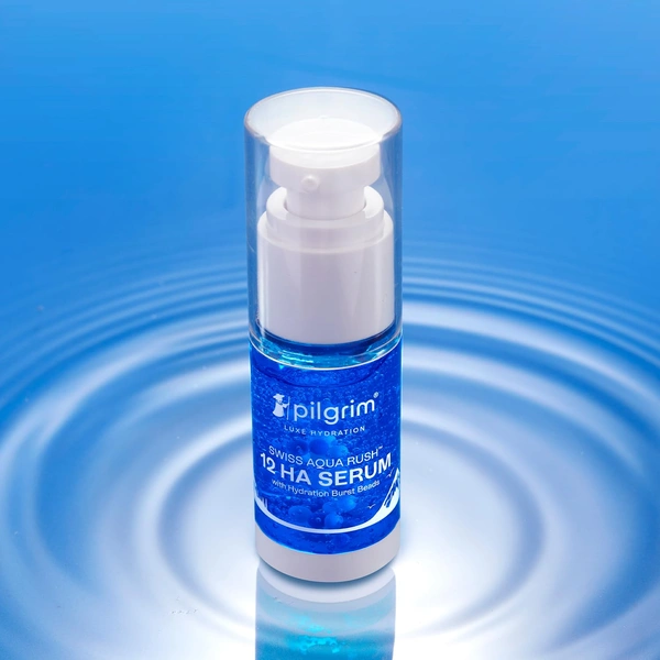 Pilgrim Swiss Aqua Rush 12 HA Serum - 30ml | Deep Hydration | Hyaluronic Acid & Copper Tripeptide | Lightweight & Fast-Absorbing | Deep & Long-Lasting Hydration | For All Skin Types