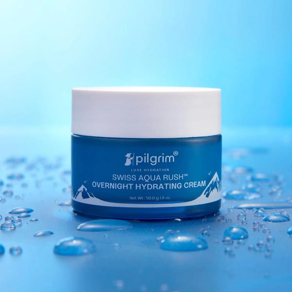 Pilgrim Swiss Aqua Rush Overnight Hydrating Cream - 50g | With Aquaxyl & Ceramides | Overnight Intense Hydration |  Deep Moisture & Skin Barrier Repair |  Lightweight, Non-Greasy | For All Skin Types