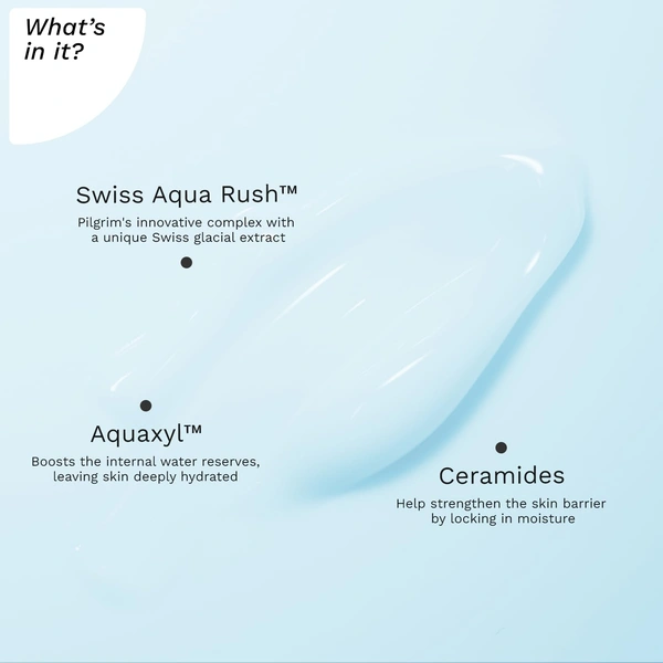 Pilgrim Swiss Aqua Rush Overnight Hydrating Cream - 50g | With Aquaxyl & Ceramides | Overnight Intense Hydration |  Deep Moisture & Skin Barrier Repair |  Lightweight, Non-Greasy | For All Skin Types