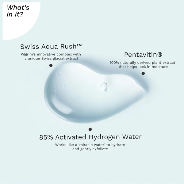 Pilgrim Swiss Aqua Rush Peeling Gel  30g | With Pentavitin & 85% Activated Hydrogen Water | Deep Hydration | Smooth & Soft Skin | Brightening Exfoliating Gel | Fresh & Radiant Skin |  Suitable for Sensitive Skin Types
