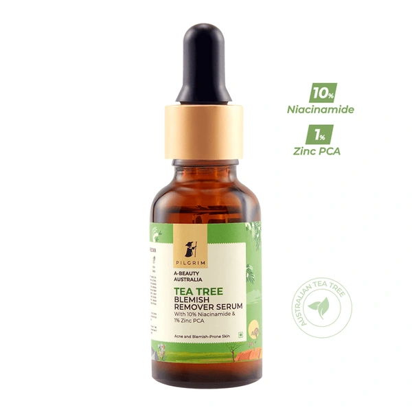 Pilgrim Blemish Remover Serum with Tea Tree & 10% Niacinamide, 30ml | Reduces Acne, Controls Oil, and Improves Skin Clarity for a Spot-Free Complexion.