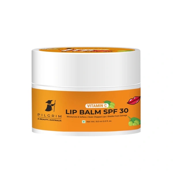 Pilgrim Vitamin C Lip Balm SPF 30 - 9ml | With Australian Kakadu Plum & Shea Butter | Soothing & Hydrating Dry & Chapped Lips | Moisturizes & Softens | Sun Protection Lip Balm | Lightweight | Soft & Nourished lips