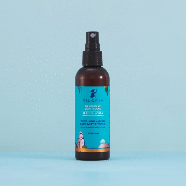 Pilgrim White Lotus Natural Face Mist & Toner -100ml | with Camellia & Witch Hazel | Pore-Tightening & Soothing Toner | Oil Control Toner | Hydrating & Refreshing | Lightweight & Non-sticky | For All Skin Types