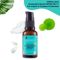 Pilgrim White lotus Sunscreen Serum -30 ml SPF 50 PA+++ | with Hyaluronic acid & CICA |  Broad-Spectrum Sun Protection | No white cast | Oil & Silicon free | Non-greasy | Lightweight  | UVA and UVB protection | Korean skin care | For All skin types
