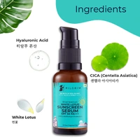 Pilgrim White lotus Sunscreen Serum -30 ml SPF 50 PA+++ | with Hyaluronic acid & CICA |  Broad-Spectrum Sun Protection | No white cast | Oil & Silicon free | Non-greasy | Lightweight  | UVA and UVB protection | Korean skin care | For All skin types