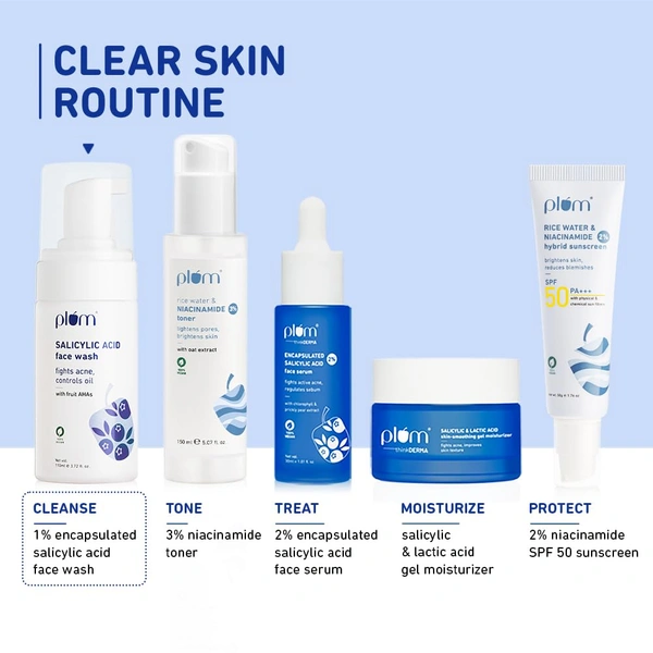 Plum 1% Encapsulated Salicylic Acid Foaming Face Wash 110ml | Fights Acne, Blackheads & Breakouts | With Glycolic Acid & Fruit AHAs | All Skin Types | Creamy Cleanser