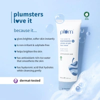 Plum 2% Niacinamide Simply Bright Face Wash 100ml | With Rice Water | Brightens & Smoothens Skin | Helps Fade Blemishes | Gentle, Non-Drying Cleanser | Vegan | Women & Men