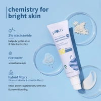 Plum 2% Niacinamide Sunscreen SPF 50 PA++++ 50g | With Rice Water | 4-Hour Water Resistant | 3x Tan Reduction | Brightening, No White Cast, Lightweight & Non-Sticky | Vegan