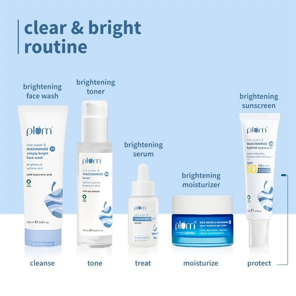 Plum 2% Niacinamide Sunscreen SPF 50 PA++++ 50g | With Rice Water | 4-Hour Water Resistant | 3x Tan Reduction | Brightening, No White Cast, Lightweight & Non-Sticky | Vegan