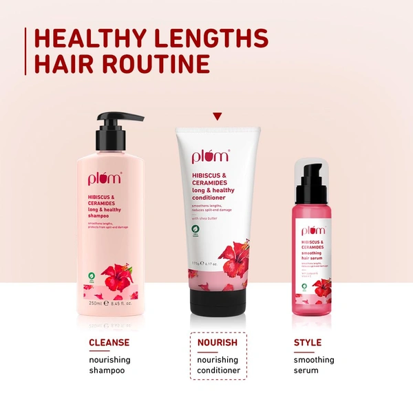 Plum All Hair Hibiscus & Ceramides Conditioner 175gm | Nourishing & Strengthening Conditioner with Shea Butter | Smoothens Hair, Prevents Split Ends | 100% Vegan & Cruelty-Free