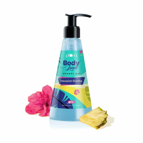 Plum Body Lovin Hawaiian Rumba Shower Gel 240ml | Refreshing Tropical Fragrance | Sulphate-Free &  Gentle Cleanser | Hydrates Skin & Vegan, Daily Use Body Wash