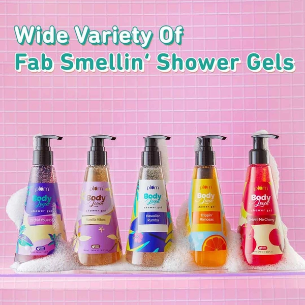 Plum Body Lovin Hawaiian Rumba Shower Gel 240ml | Refreshing Tropical Fragrance | Sulphate-Free &  Gentle Cleanser | Hydrates Skin & Vegan, Daily Use Body Wash