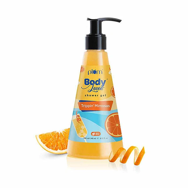Plum Body Lovin' Shower Gel 240ml Enchanced with Trippin' Mimosas | Zesty Citrus Fragrance & Sulphate-Free | Gentle Cleanser & Vegan Formula | Refreshing Daily Body | Wash for All Skin Types