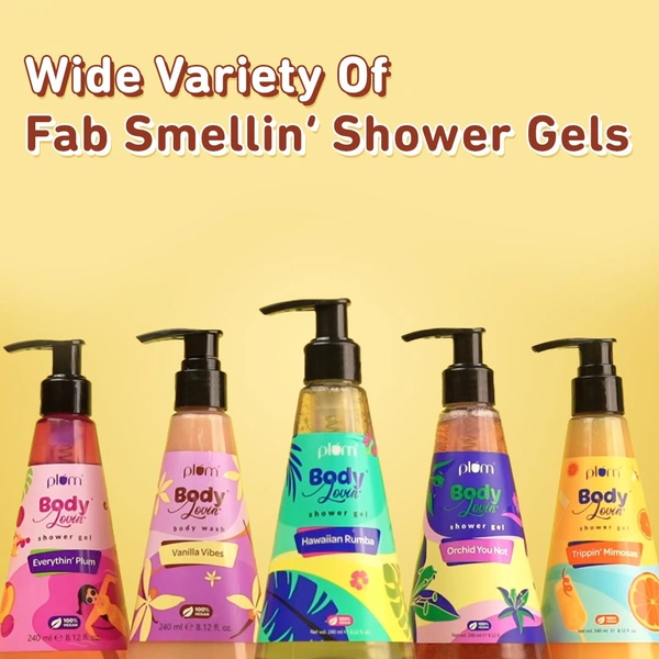 Plum Body Lovin' Shower Gel 240ml Enchanced with Trippin' Mimosas | Zesty Citrus Fragrance & Sulphate-Free | Gentle Cleanser & Vegan Formula | Refreshing Daily Body | Wash for All Skin Types