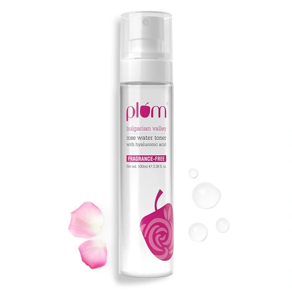 Plum Bulgarian Valley Rose Water Face Toner 100ml | With Hyaluronic Acid | Hydrating & Pore Tightening | Balances pH, Alcohol-Free | For Oily, Acne-Prone & Combination Skin | Women & Men | Vegan