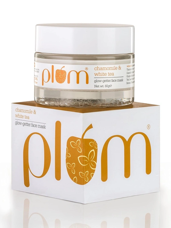 Plum Chamomile & White Tea Glow-Getter Face Mask 60gm for Glowing Skin & Calms Irritation | Fights Sun Damage & Brightens Dull Skin | Antioxidant-Rich