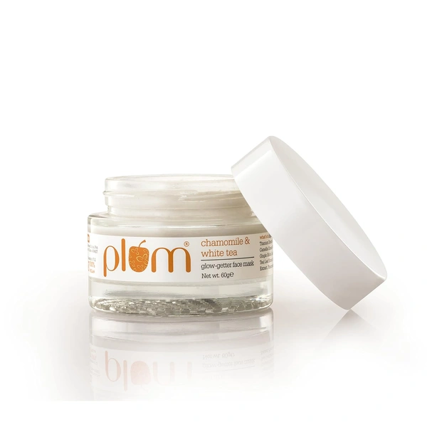 Plum Chamomile & White Tea Glow-Getter Face Mask 60gm for Glowing Skin & Calms Irritation | Fights Sun Damage & Brightens Dull Skin | Antioxidant-Rich