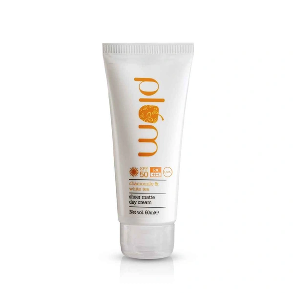 Plum Chamomile & White Tea Sheer Matte Day Cream SPF50 PA+++ 60ml | Lightweight Daily Moisturizer | Broad Spectrum UVA/UVB Protection | Vegan & Cruelty-Free